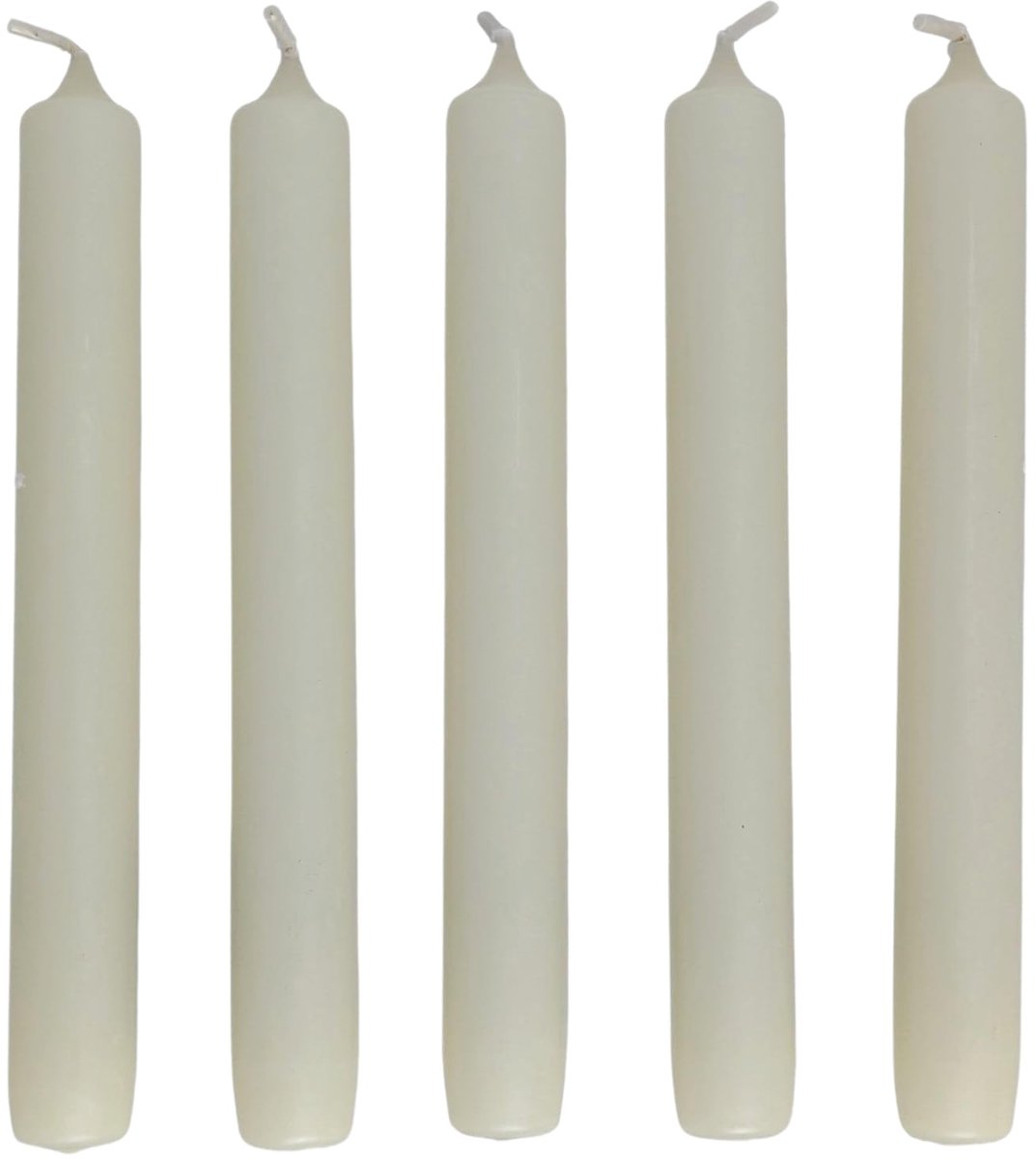 SnelShoppen - Effen kleur diner kaarsen set van 5 handgemaakte rustieke bistrostijl kaarsen 20 cm x 2 cm ivoor voor feest, diner, tuin en interieur
