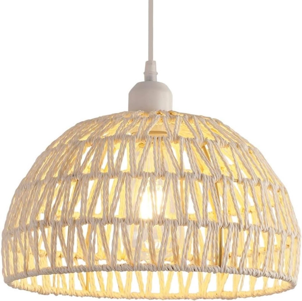 Riserva Ronde Hanglamp Wit Landelijk Stijl IJzer Papiertouw Constructie E27 Max 60W 220V Zonder Lichtbron Met Witte Basis