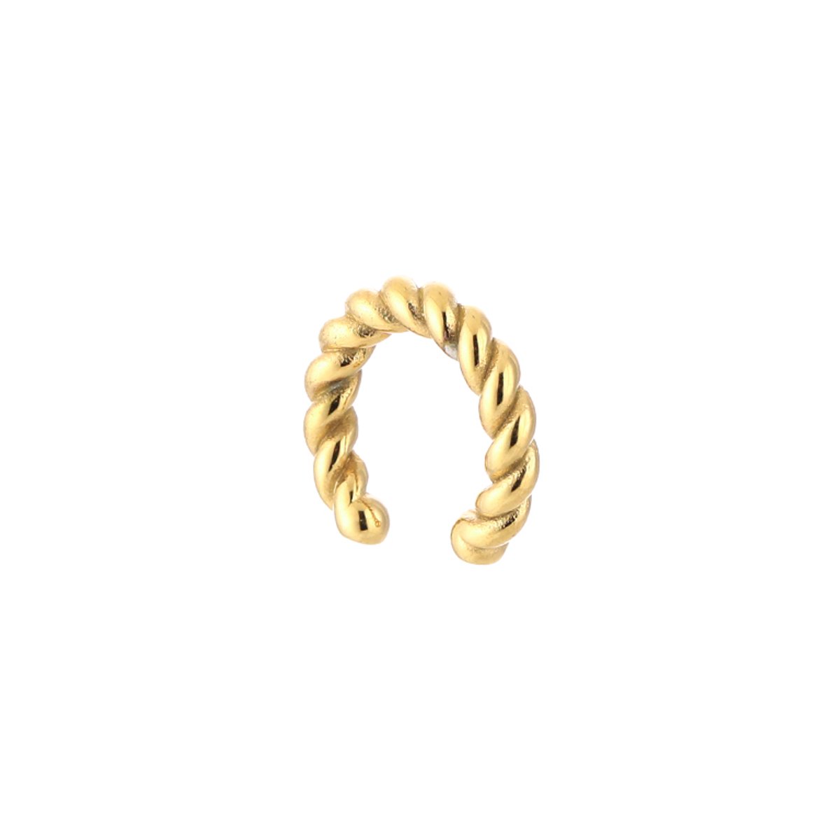 1Stuk Stainless Steel Twisted Rope Earcuff – Luxe Gedraaide Earcuff – RVS - Goud