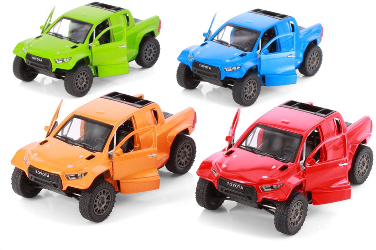 Toyota GR DKR Hilux pick-up trucks - Kinsmart 5468D - Gegoten metalen modelauto's op schaal 1/38 verkoop per stuk 4 kleuren