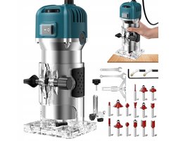 800W Bovenfrees - Electrische Hout Frees - Kantenfreesmachine - 30000RPM - Koperen Motor - 6,35 mm - met Geleiderails - Sleuffreesmachine - Groeven en Afschuinen - Voor Hout en Meubels
