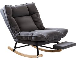 M-Goods - Schommelstoel met Voetenbank - Relax Fauteuil Verstelbaar 90°-180° - Comfortabele Lounge Stoel - Donkergrijs