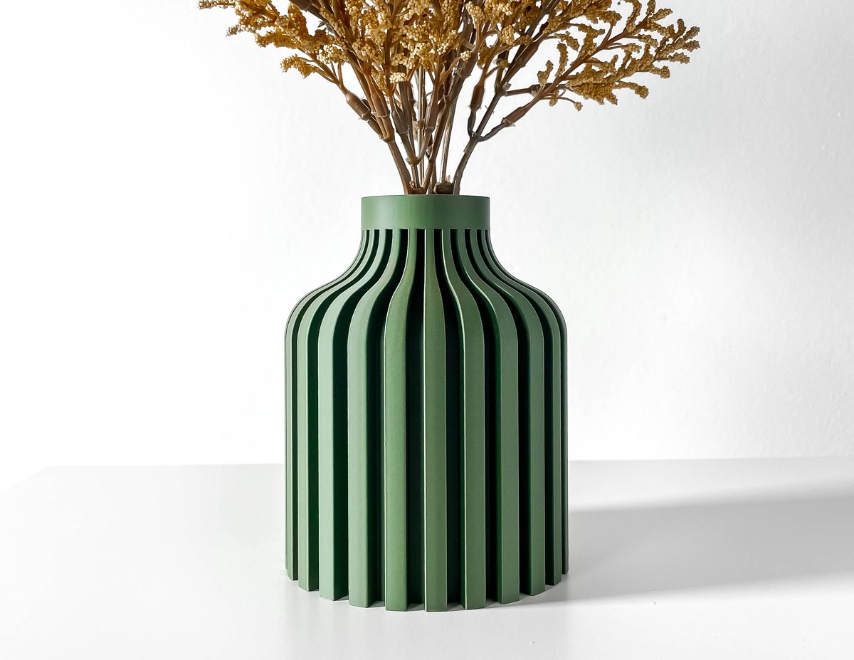 Skushy Vaas Alikshort - Geschikt voor Bouwbloemen - Japandi Designvaas voor Droogbloemen en Kunstbloemen - Sculpturale Decoratieve Vaas - Moderne Woondecoratie
