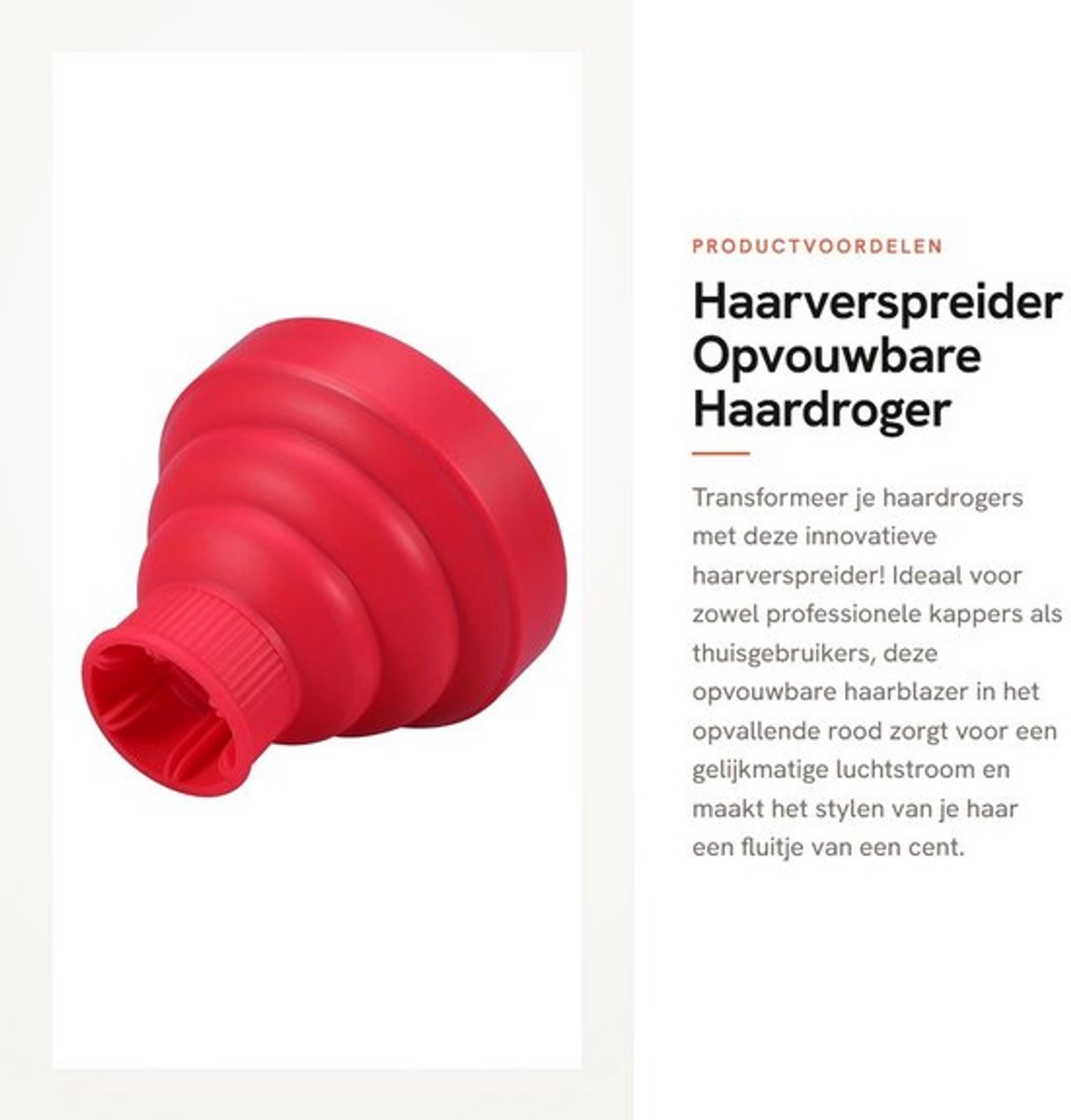Haarverspreider - Opvouwbare Haardroger - Diffuser voor Kapstyling - Rood - Kappersgereedschap - Geschikt voor Thuisgebruik - Compacte Fo...