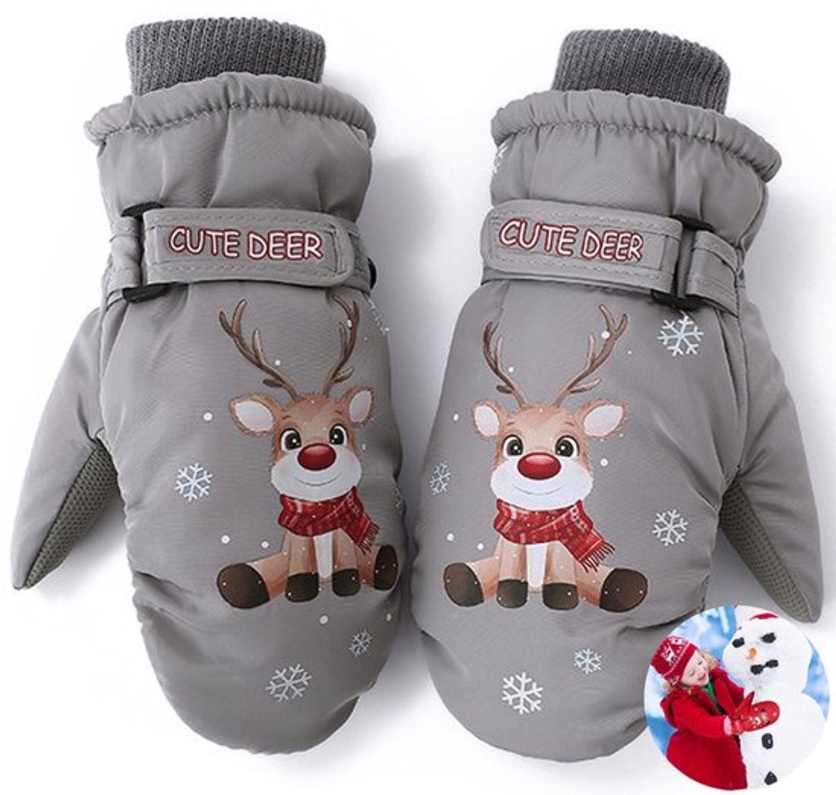 Skihandschoenen Kinderen Waterdicht - Wanten - Thermische Handschoenen - Antislip PU-Handpalm - Klittenbandsluiting - Maat S 10 x 20,5 x 6 cm - Winterhandschoenen
