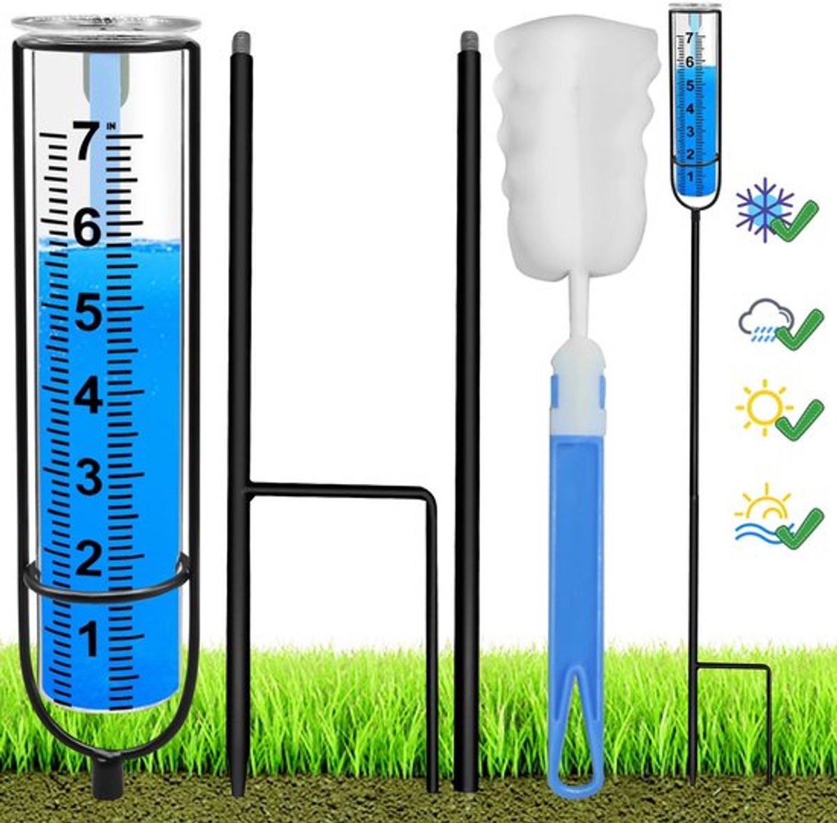 Regenmeter Vorstbestendig - Pluviometer - Verstelbare Hoogte - Kunststof - Driedelig Ontwerp - Gemakkelijk Schoon te Maken - Neerslagmeter