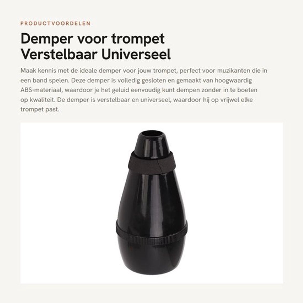 Demper Universeel - Verstelbaar - Volledig Gesloten - Trompet - ABS - Zwart - Trompetdemper