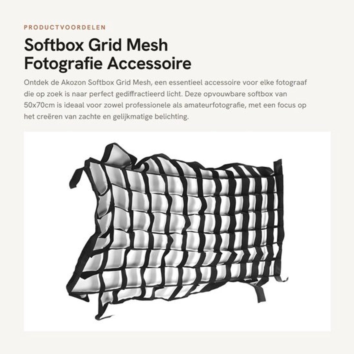 Softbox 50x70cm - Opvouwbare Softbox - Mobiele Grid - Nylon Mesh - Fotografie Accessoires - Lichtbak Bevestiging