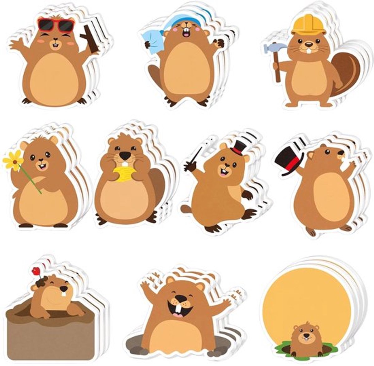 Notitieblokken Set - 30 Stuks - 10 Verschillende Ontwerpen - Zelfklevende Notities - Perfect als Cadeau - Leuk voor Kinderen - Plaknotities
