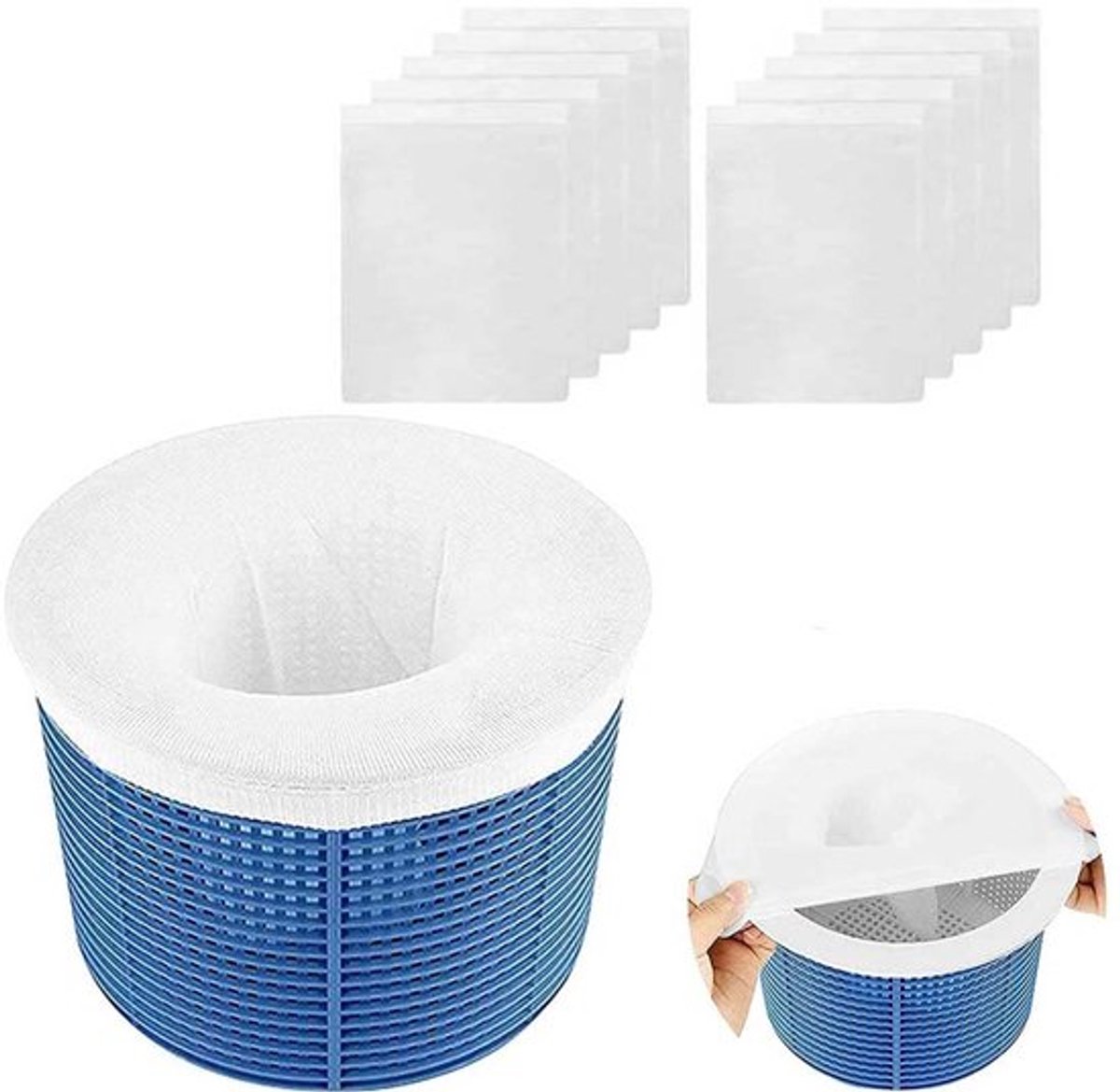 Skimmer Sokken 10 Stuks - Herbruikbare Filter Sokken - Ultra Fijne Mesh - Zwembad Skimmer Mand - Bescherming Voor Filter - Voor In Grond/Bovengrondse Zwembaden - Filterzakken