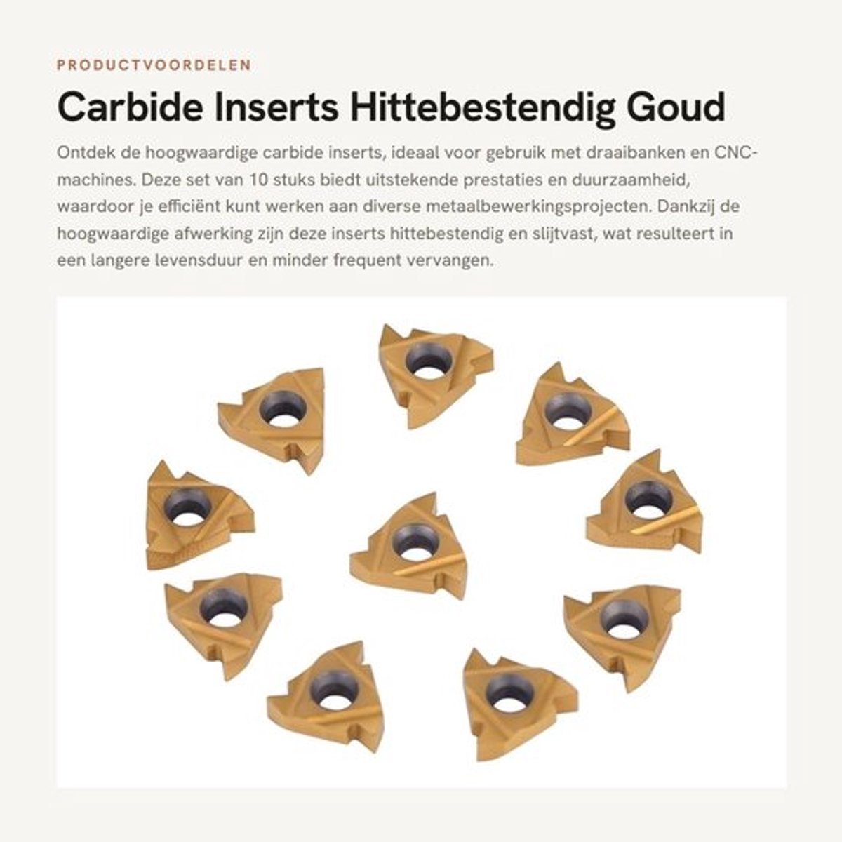 Carbide Inserts 10 Stuks - CNC Hardmetaal Snijpunten - Draaibank Gereedschap - Hittebestendig - Slijtvast - Hoogwaardige Afwerking - Snijplaten