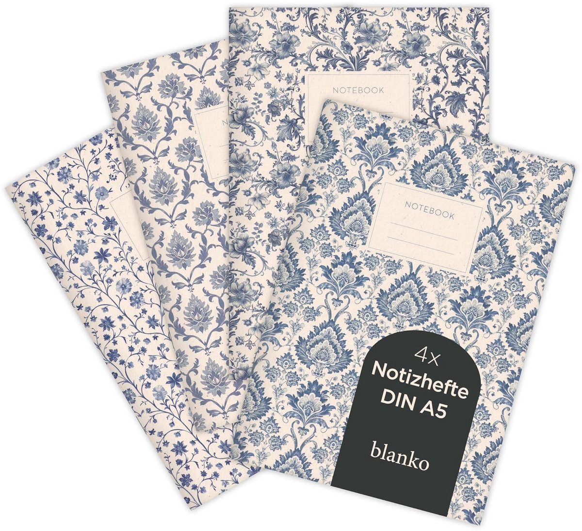 SnelShoppen - Set van 4 Notebooks A5 met Ornamenten, 32 Bladzijden Leeg, Perfect voor Notities, Journaling, School, Creatieve Projecten, Kantoorgebrui