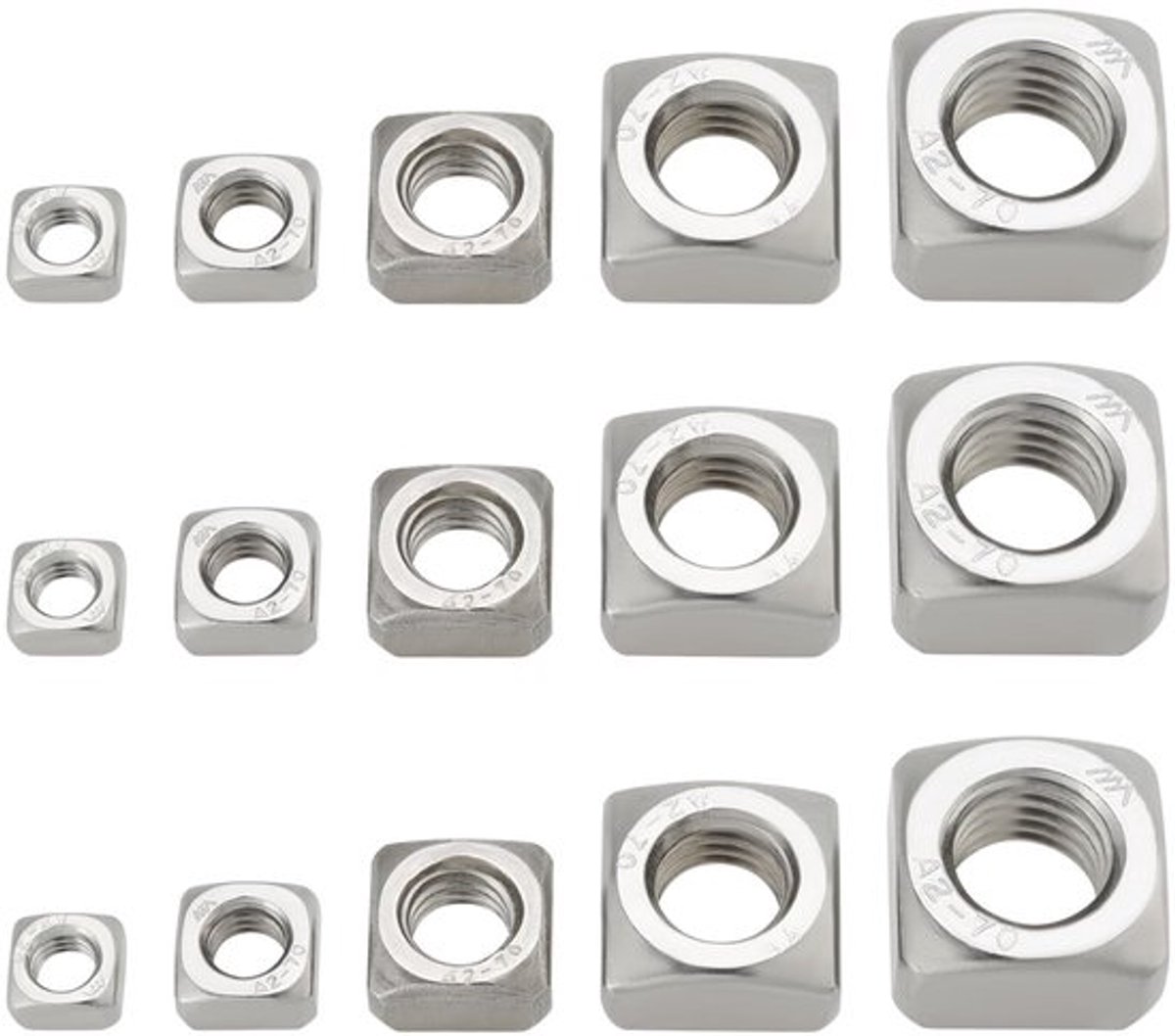 Set van 50 RVS Vierkante Moeren voor Meubelbouw