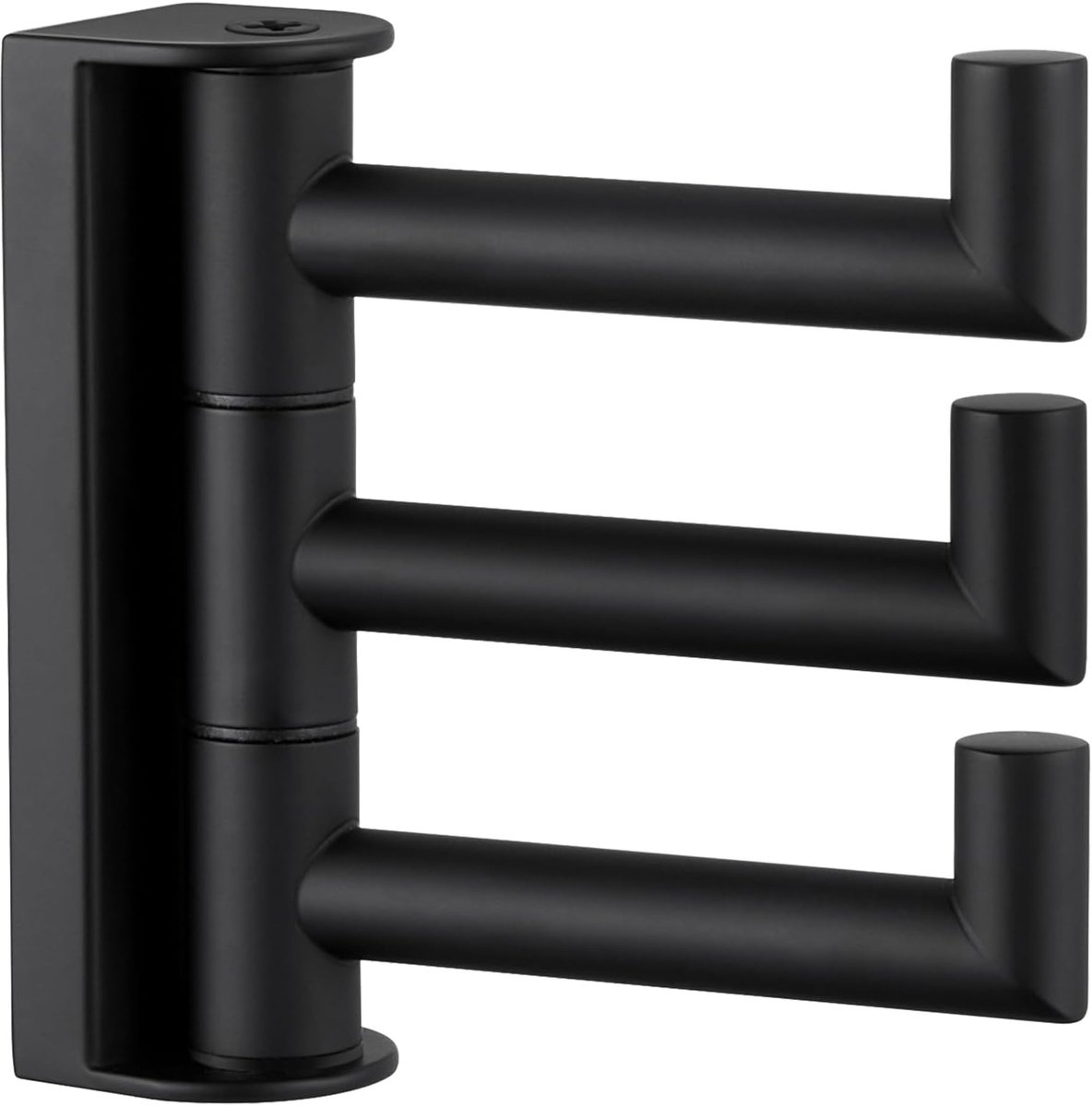 SnelShoppen - Swivel Handdoekhaak 3 Armen Mat Zwart, 304 RVS Wandgemonteerde Handdoekhouder, Flexibele Jassenhaak, Ideaal voor Badkamer, Keuken, Kanto