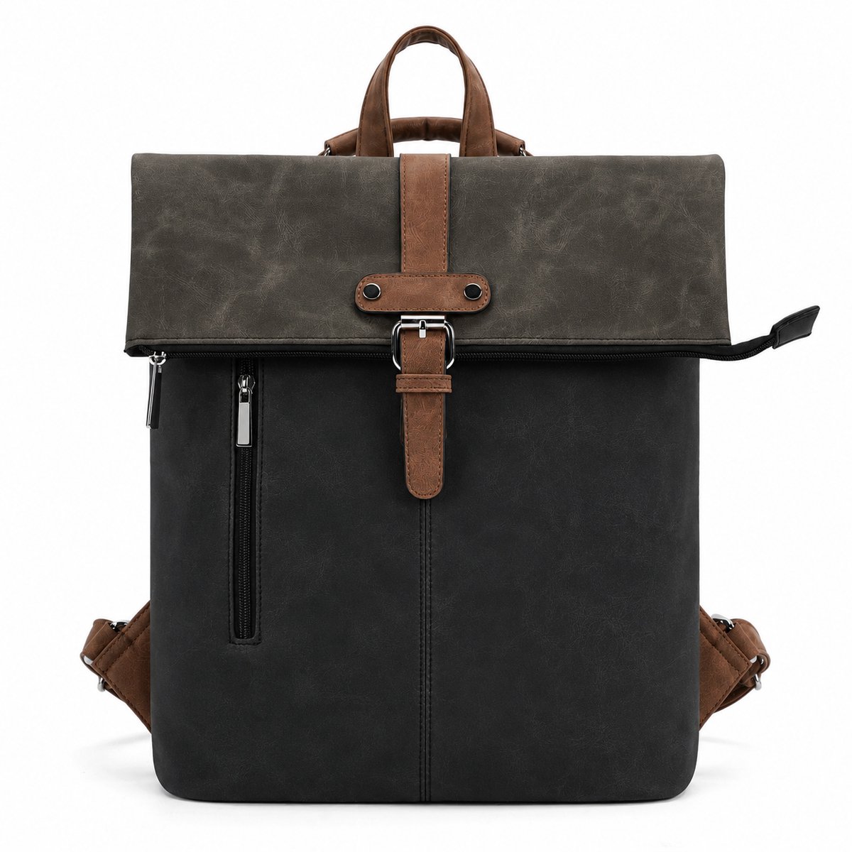 THL Design - Dames Rugzak - Schoudertas / Rugtas 2 in 1 - Zwart / Grijs - Multi