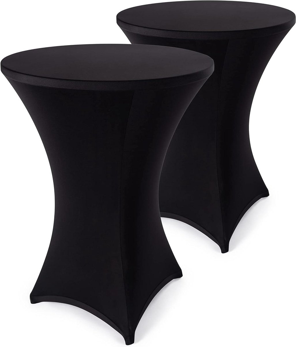 Statafelhoezen Stretch - Tafelkleden Hoge Tafel - Feest Decoratie - Strijkvrij Materiaal - Ø 70-75cm - Zwart