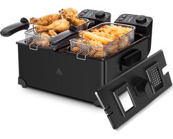 Aigostar Feast - Dubbele Friteuse - 2x 3L - 2x 1800W - Koude Zone - 1,8 kg Friet - Zwart
