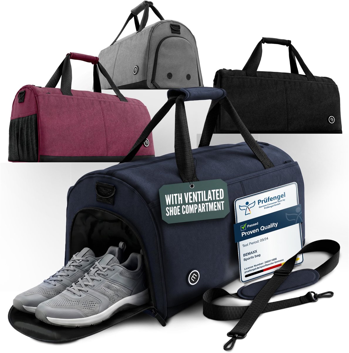 SnelShoppen - Sporttas Trainingstas met Schoenenvak, Natvak | Reistas Zwemtas Fitnesstas Gymbag Handbagage Weekender Bag Sportrugzak Duffelbag Sportza