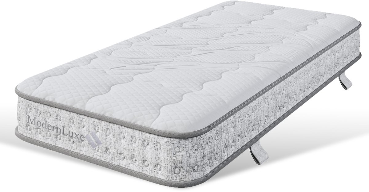 Merax 7-zone pocketverenmatras 90x190 cm - 15 cm hoog koudschuimmatras - orthopedisch matras - voor mensen met allergieën Wit