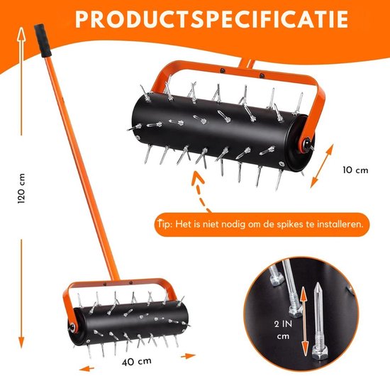 ApexArte® Prikrol - Gazonbeluchter - Gras Beluchten - Gazon Beluchter - Oranje en Zwart van ApexArte — afbeelding 5
