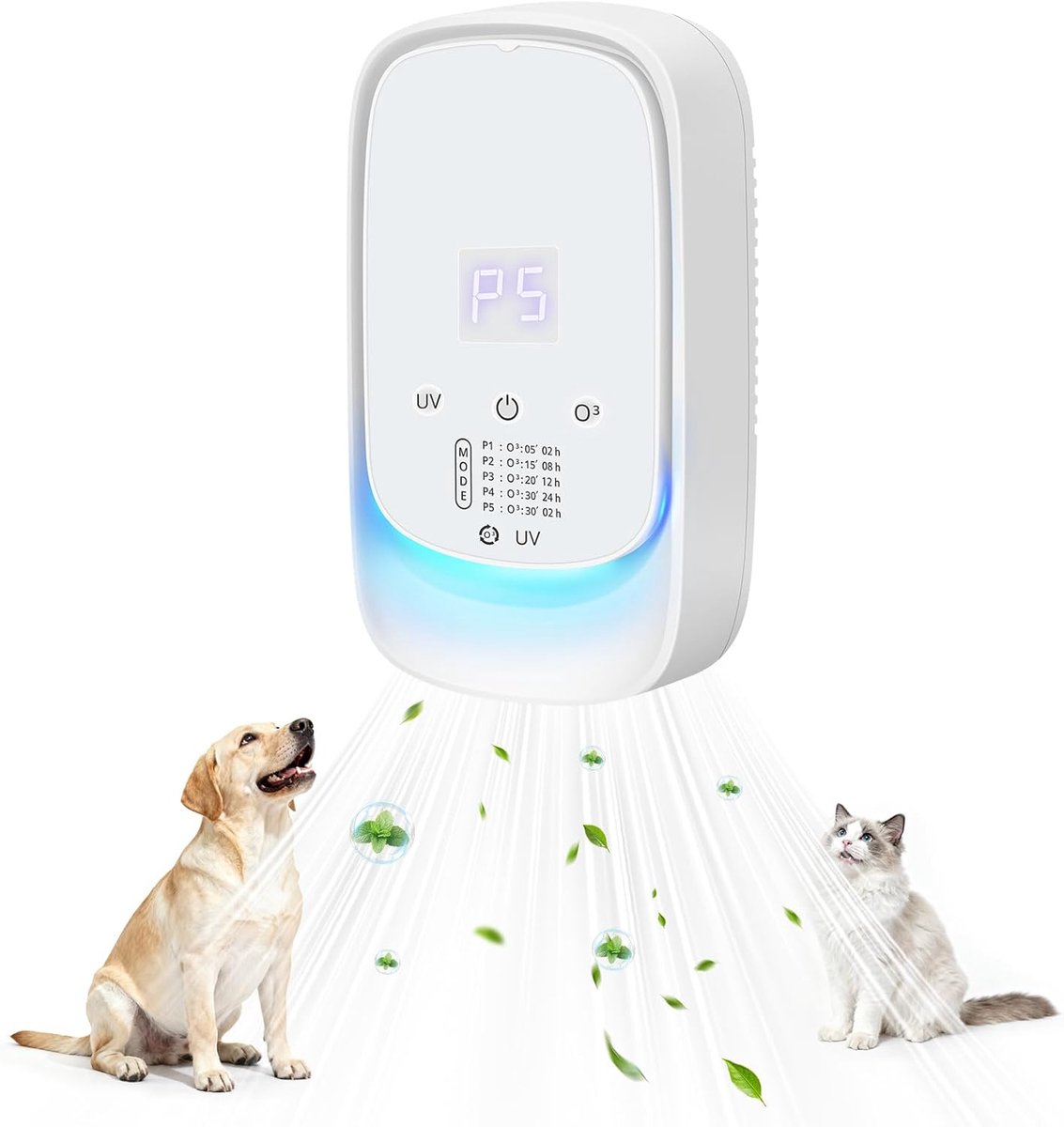 Ozonluchtreiniger – UV-luchtreiniger met geurbox voor sterke geuren – 99% geurverwijderaar voor kattenbakvulling – effectief tegen toilet, keuken, huisdieren.