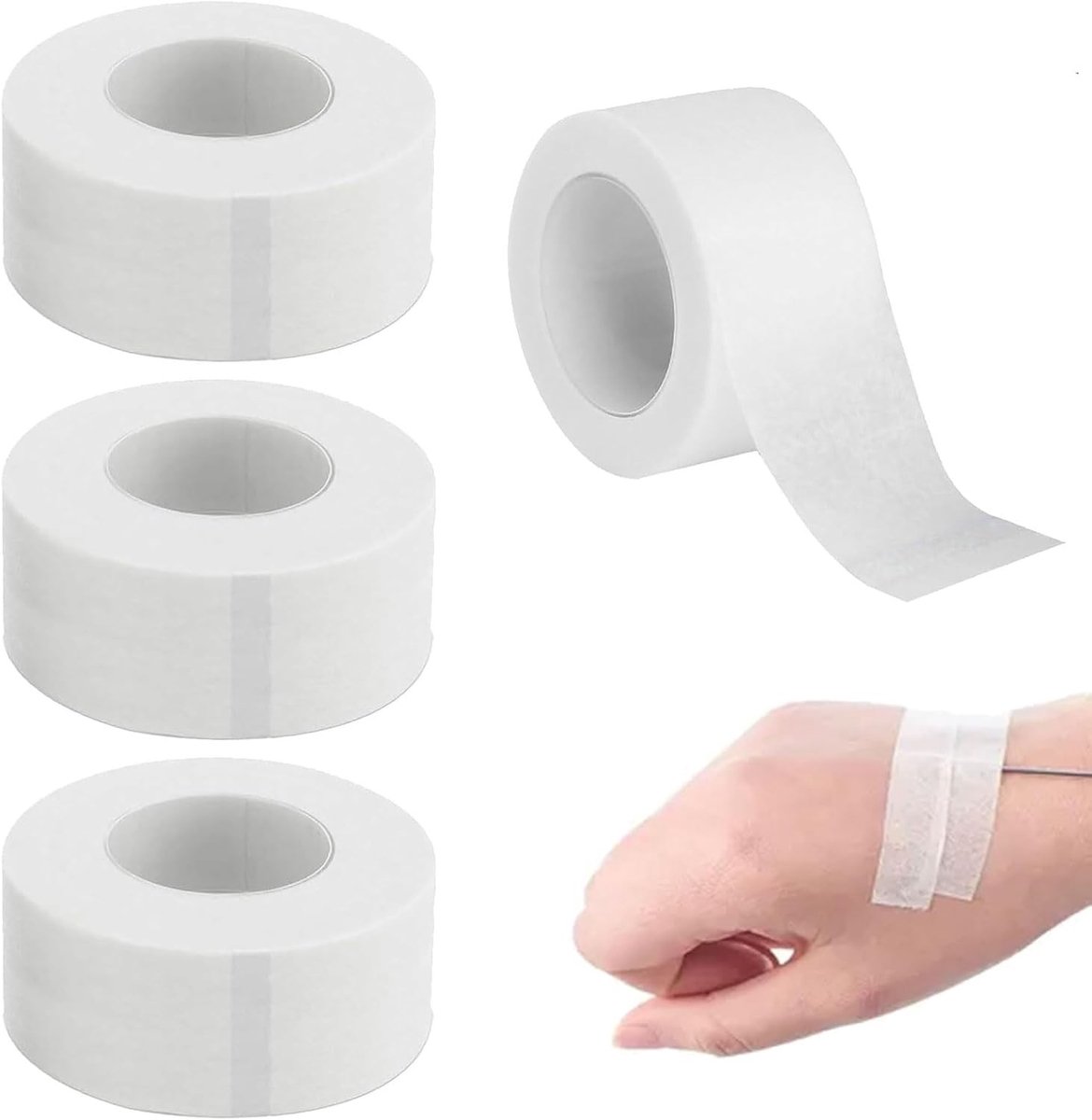 Medische Hechtband - 4 Rollen Microporeuze en Ademend Hechtband voor Wondverzorging, Sport en Huidvriendelijk Gebruik, 1" x 30
