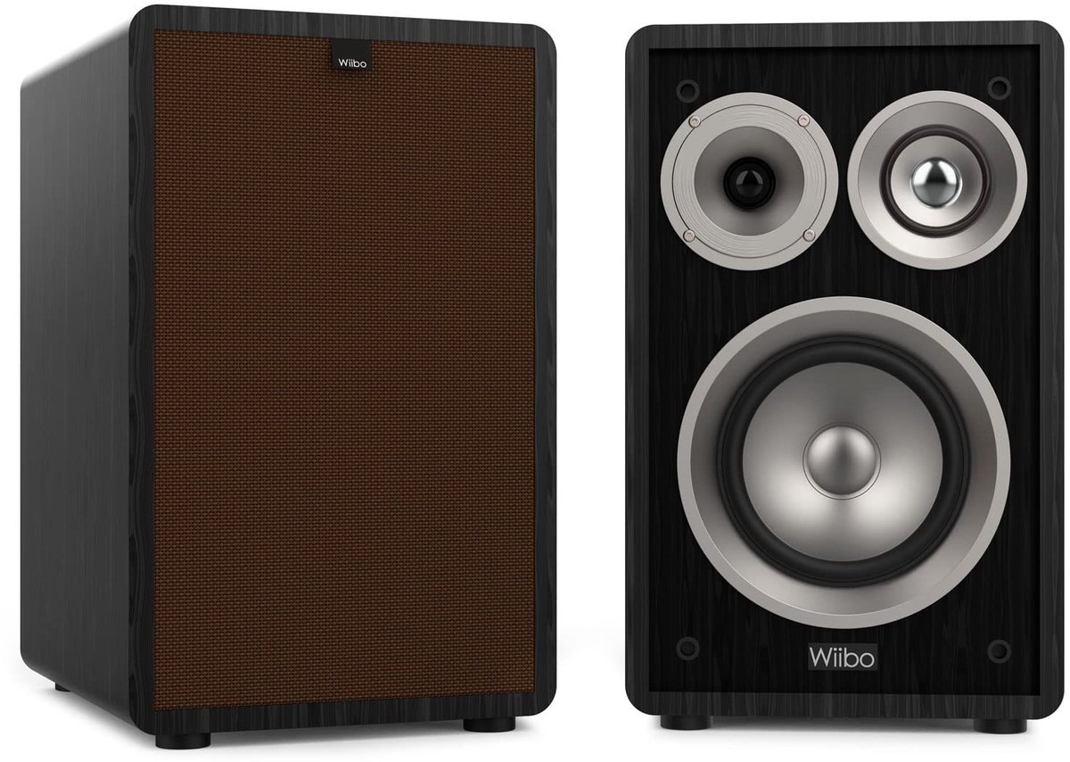 SnelShoppen - Vintage 6 Black HiFi-luidspreker - 100W 3-weg Surround Sound - Afneembaar Rooster - 2 inch Tweeter - 5 inch Woofer voor Feest en Thuisge