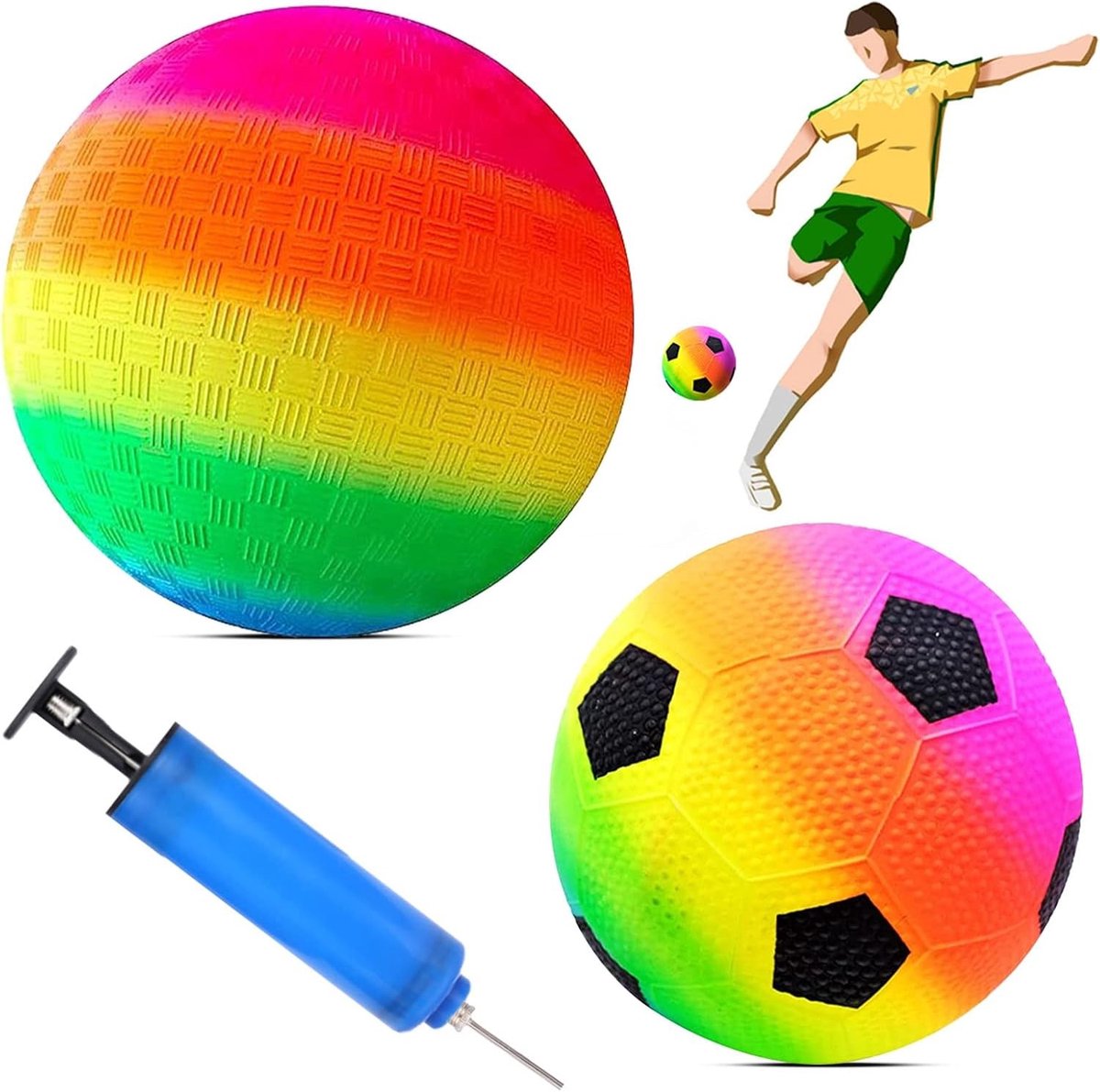 Kleurige Bouncy Ball Set voor Kinderen, 20 cm, Speelbal voor Binnen en Buiten, Inclusief Pomp, Perfect Cadeau voor Actieve Spelletjes