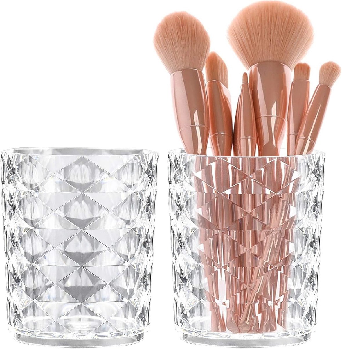 Set van 2 Acryl Make-up Borstelhouders - Organizer voor Cosmetica, Eyeliners en Potloden - Perfecte Decoratie voor Bureau en Cadeau voor Verjaardag