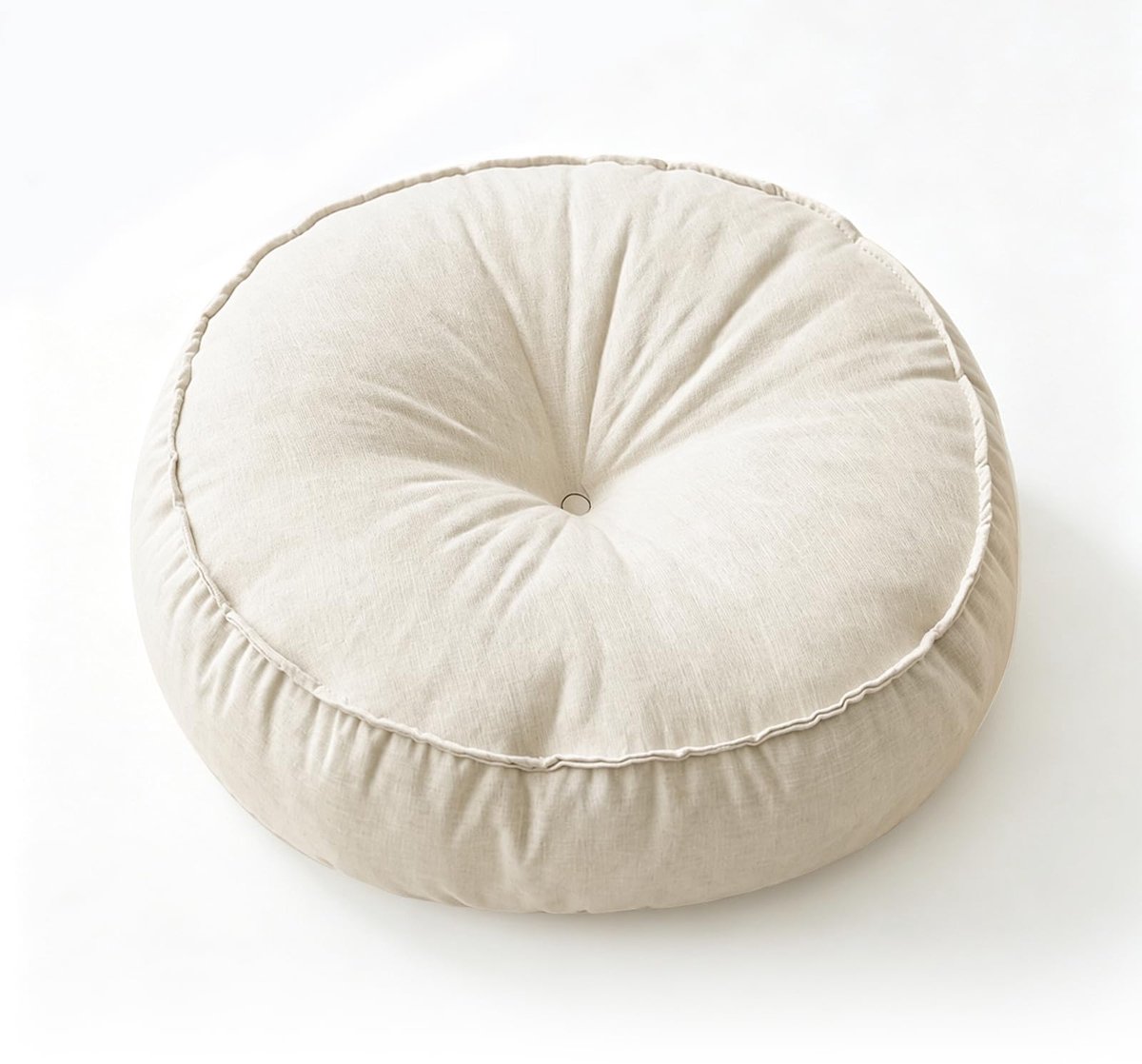 SnelShoppen - Zachte Vloerkussen Rond 45 cm - Hoog 10 cm - Meditatiekussen - Tatami Zitkussen - Beige - Ideaal voor Woonkamer, Balkon, Vensterbank