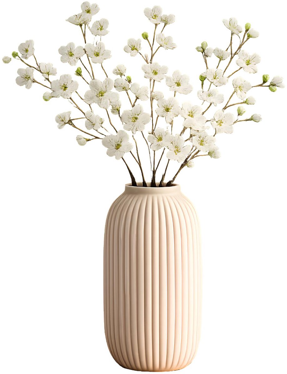 Bellatio Design Kunstbloemen appelbloesem Kyoto - 5x - 56 cm - wit - Kunst zijdebloemen - kleine witte bloemetjes