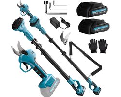 2-in-1 Elektrische Snoeischaar Telescopisch- 40mm Snijdiameter - Takkenschaar - Accu Snoeischaar - 2m Telescoopstang - 600W Borstelloze Motor - 2×3000 mAh Accu's - Werkbereik tot 4 m - voor Tuinen en Boomgaarden