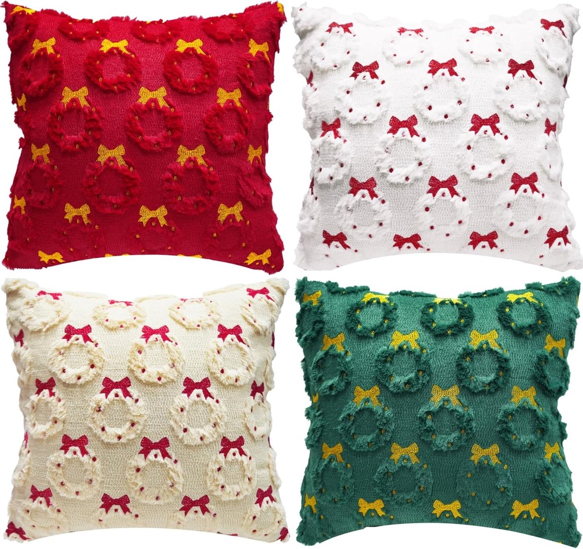 Kerst Kussenhoezen 45 x 45 cm - Pluche Kussens van Zacht Velvet voor Sofa en Slaapkamer - Decoratieve Kussens voor de Feestdagen