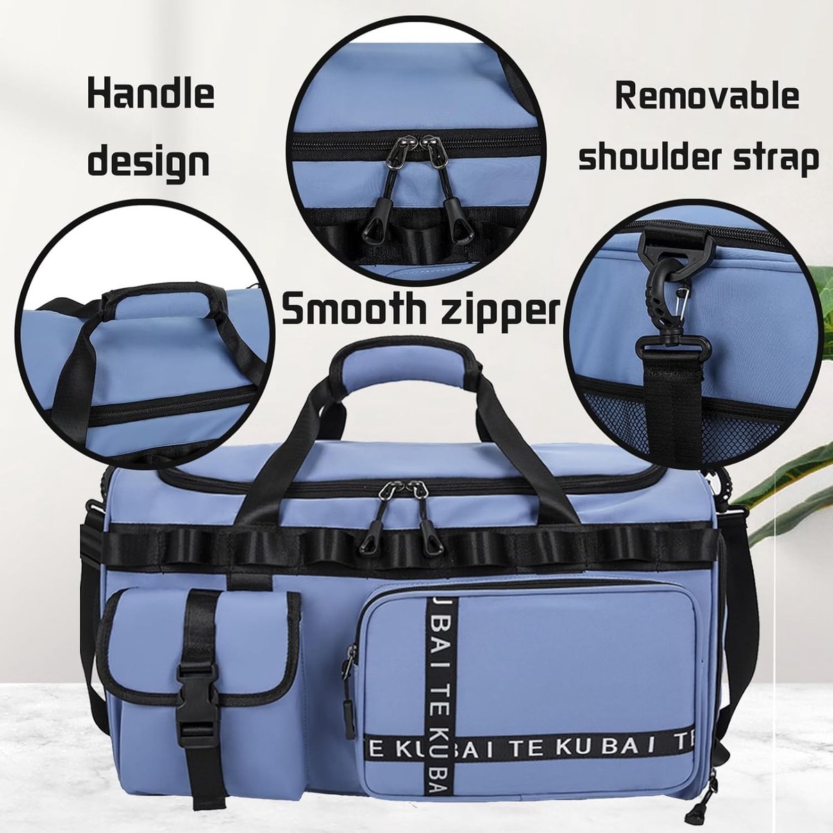 Ruime Waterdichte Sporttas voor Dames en Heren - 65L Gymtas met Schoencompartiment en Vochtige Zak voor Fitness en Reizen, Royal Blue, 52*29*27CM