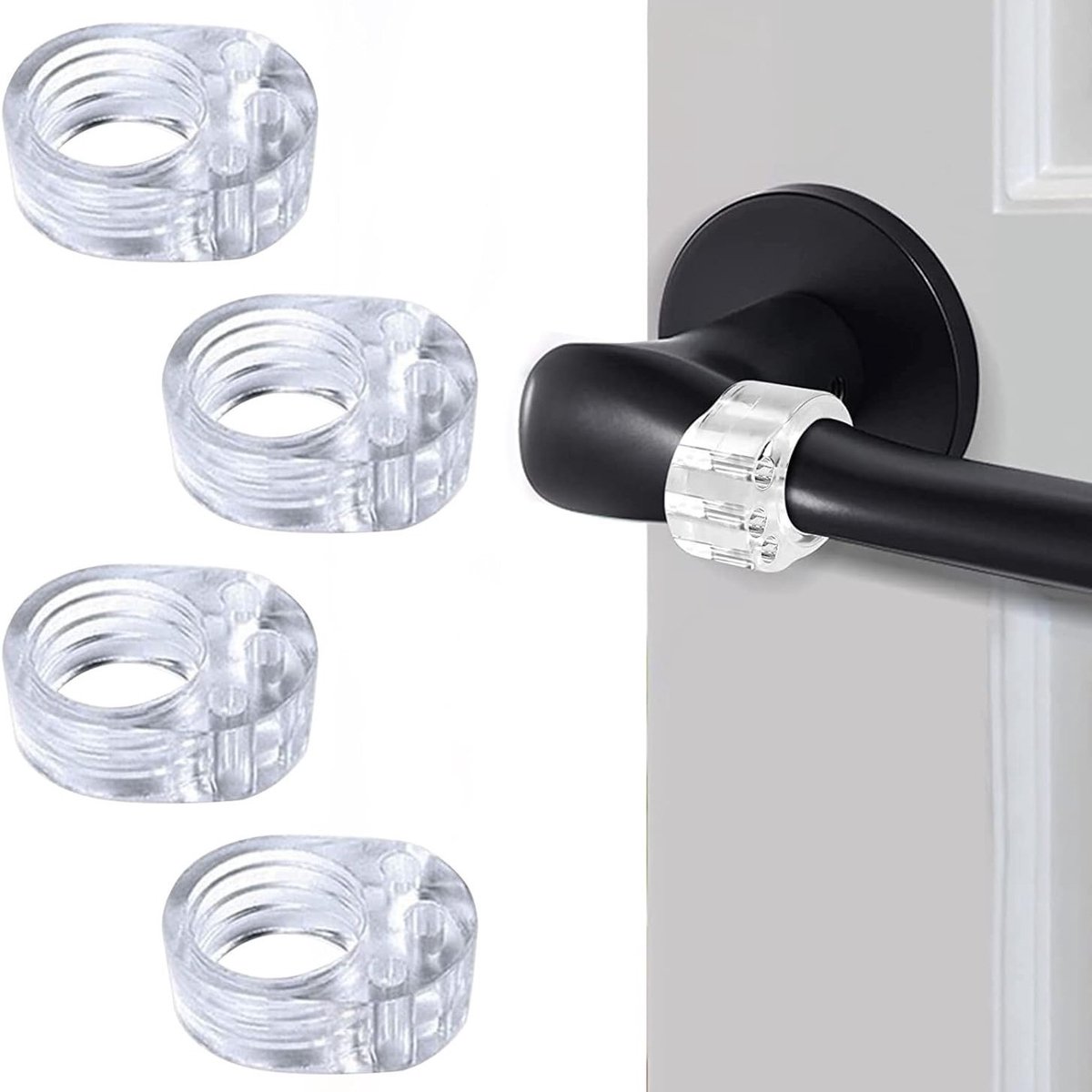 4-delige - Deurstoppers - Deurstoppers voor binnen - Deurstopper muur - Deurbuffer transparant - Deurgreep bescherming - Stootringen - Transparante deurstoppers - Transparant - PVC