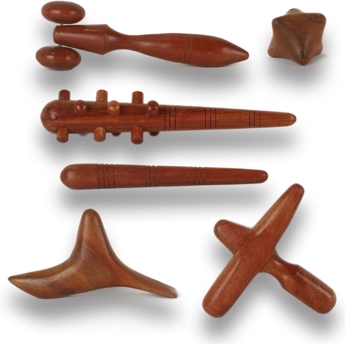 SnelShoppen - 6-delige Houten Massage Set - Professionele Massagetools voor Ontspanning, Spierverlichting en Wellness - Ideaal voor Thuisgebruik, Spa