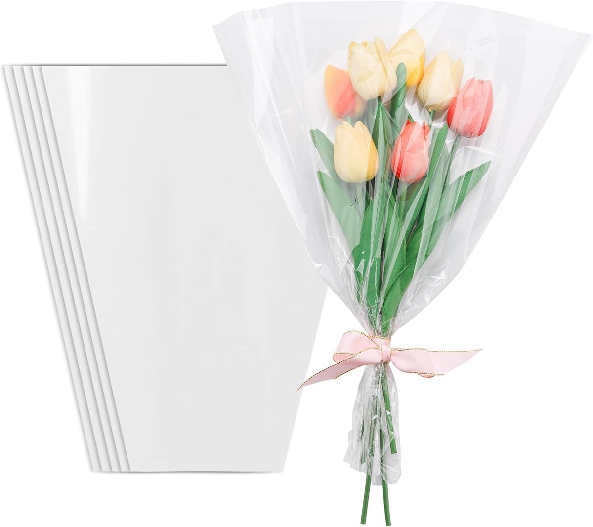 100 Transparante Bloemenverpakkingen - Celofaan Tassen voor Bloemenwinkels en Boeketbescherming