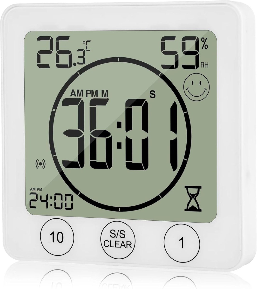 Badkamerklok, doucheklok, touch-bediening, waterdicht, digitaal lcd-alarm, thermometer, hygrometer, countdown-timer - ShopVlot