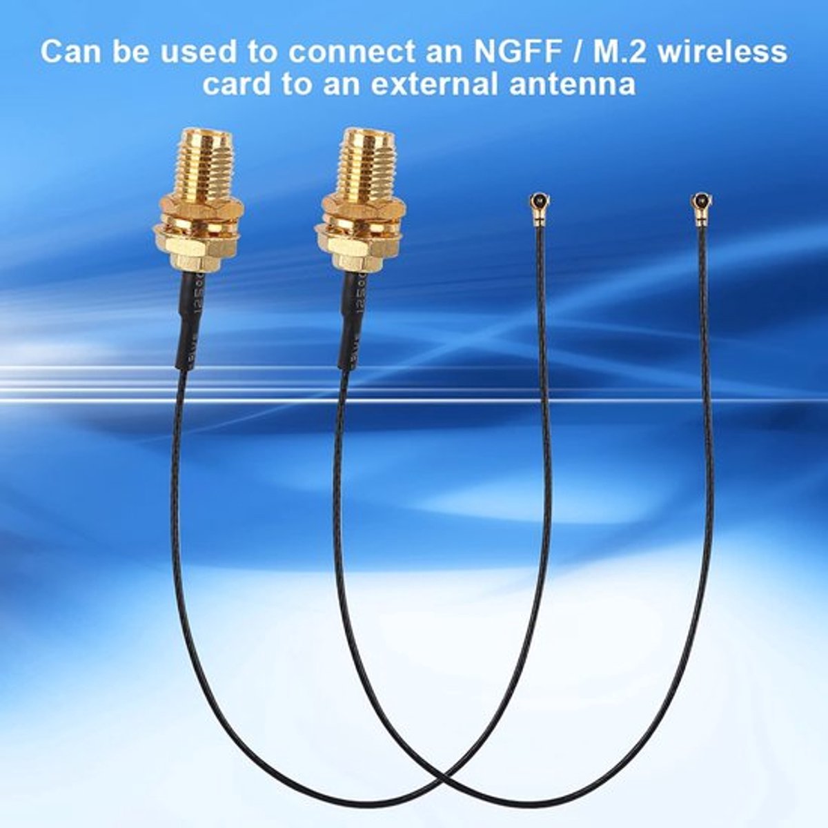 - Koperen WiFi-kaartkabel - Ondersteuning Draadloos - Verhoogde Ontvangst - Gouden - Externe Antenne - Voor NGFF/M.2 - Geschikt voor Draadl...