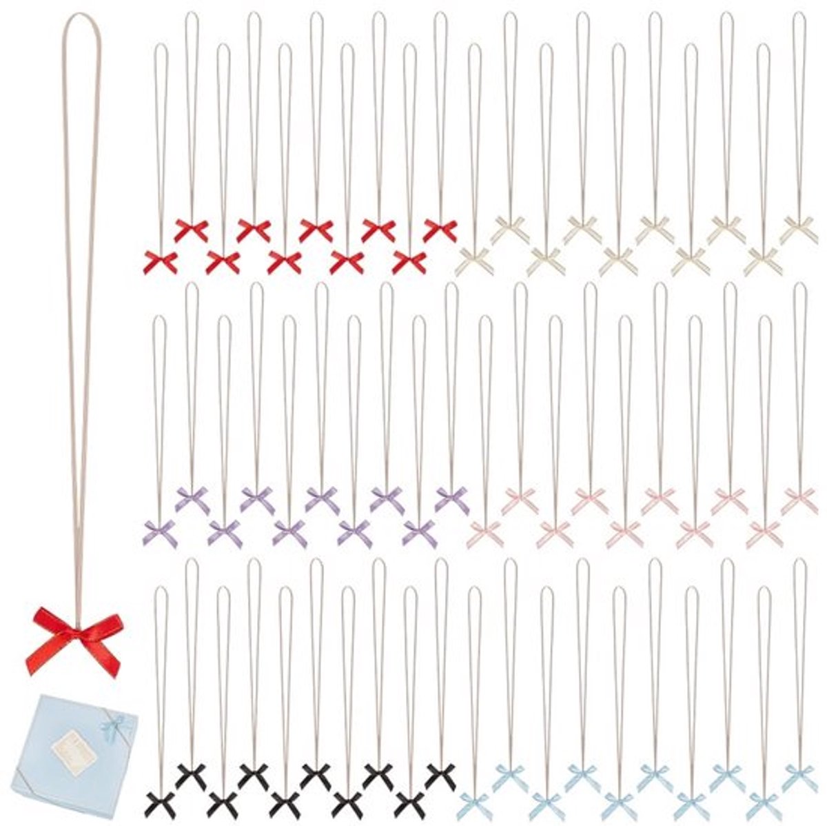 Voorgebonden Strikken 60 Stuks - 6 Kleuren - 42,5 cm Elastisch Koord - Cadeauverpakkingen - Bruiloft/Feestdecoratie - Duurzaam Polyester - Decoratiestrikken