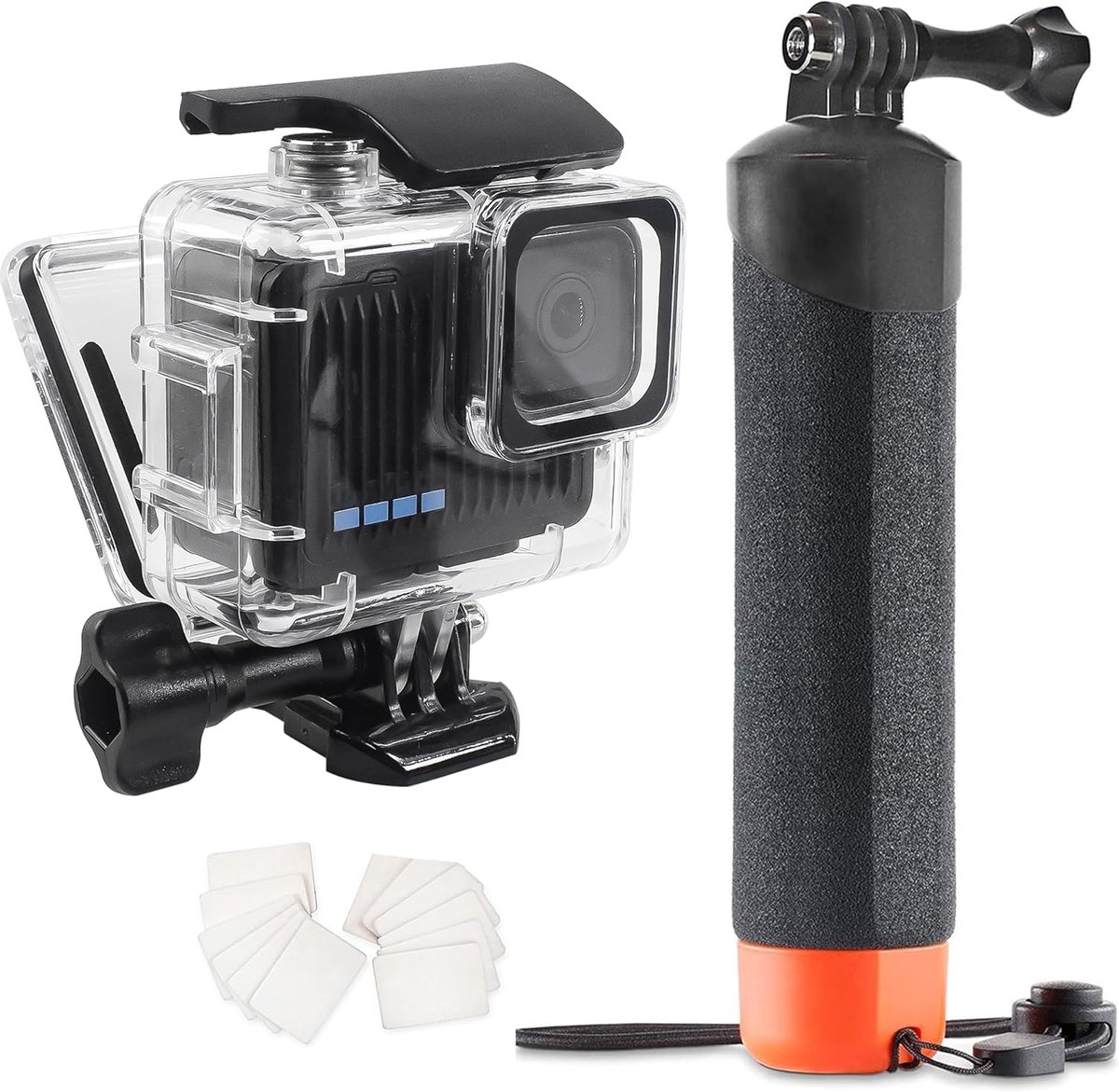 SnelShoppen - Waterproof Onderwater Case en Drijvende Handgreep voor 4K Actiecamera - Duikset voor Hero 4K - Ideaal voor Onderwaterfotografie, Duiken,