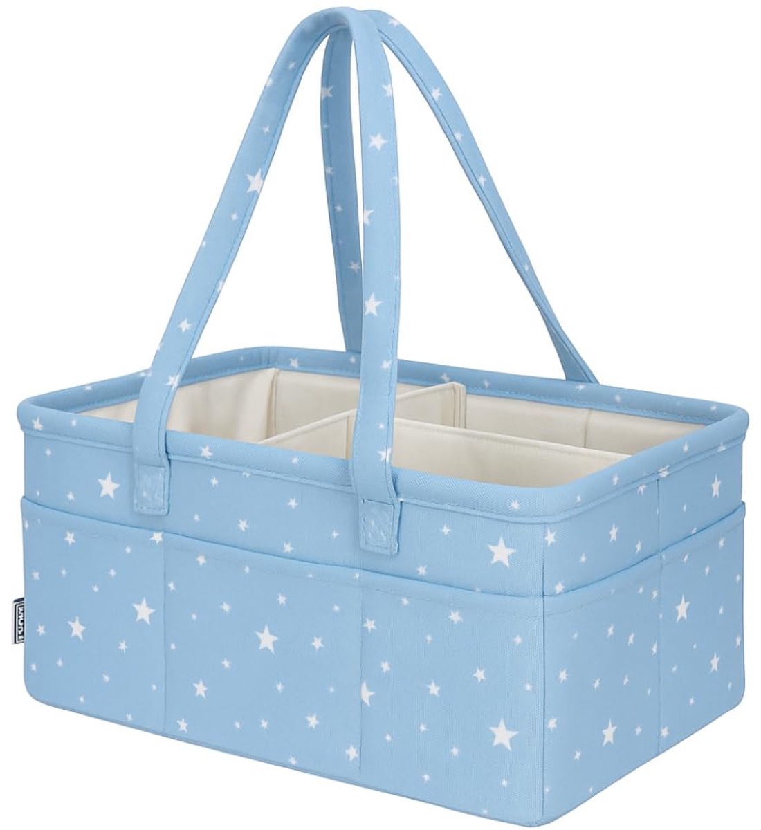 SnelShoppen - Luier Caddy Katoenen Verschoningsmand - Kinderkamer Essentials Organizer - Auto Reizen Opslag met Verwijderbare Verdelers, 10 Zijzakken,