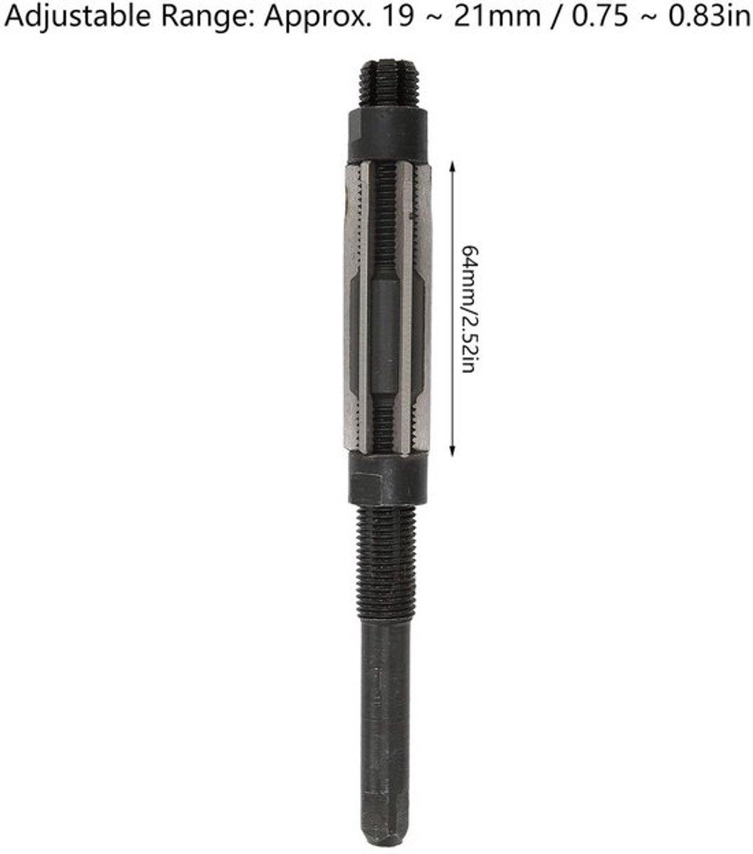 Handruimer Verstelbaar 19-21 mm - 9SiCr Materiaal - 6 Snijkanten - Gereedschap voor Metaal - Professionele Toepassingen - Inclusief Opbergdoos - Ruimer