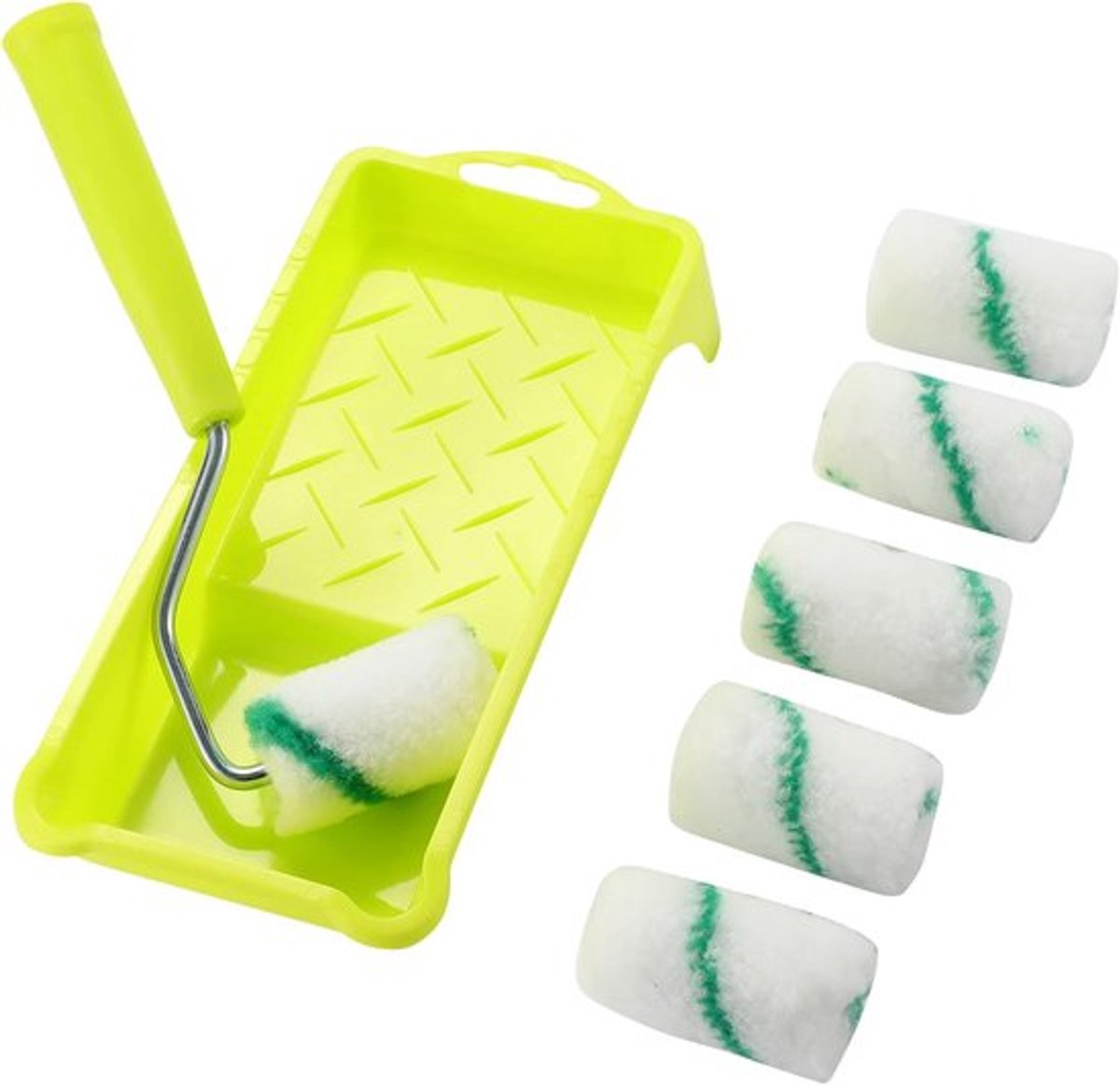 Verfrollers, ingelijste rollers van textiel met hoge dichtheid, verfbakjes, mini-vervangingssets voor verfrollers, 2-inch (ca. 5,1 cm) verfbenodigdheden, geschikt voor kleine doe-het-zelf sjabloonprojecten (8-pack)