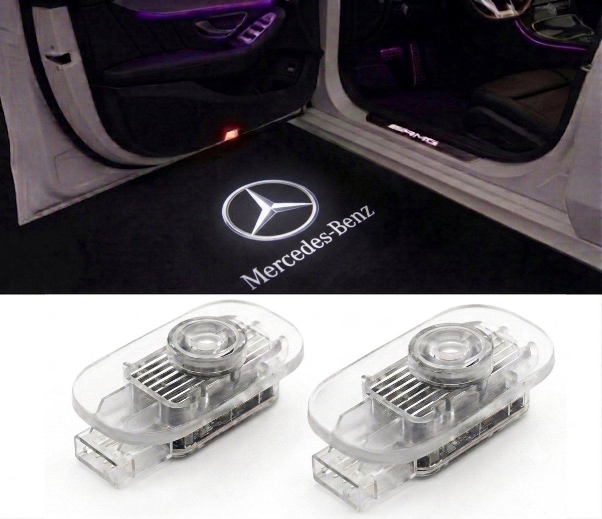 Instapverlichting Geschikt voor Mercedes EQE / EQS / CLE / AMG SL - Logo Projector - Set van 2 LED Deurverlichting