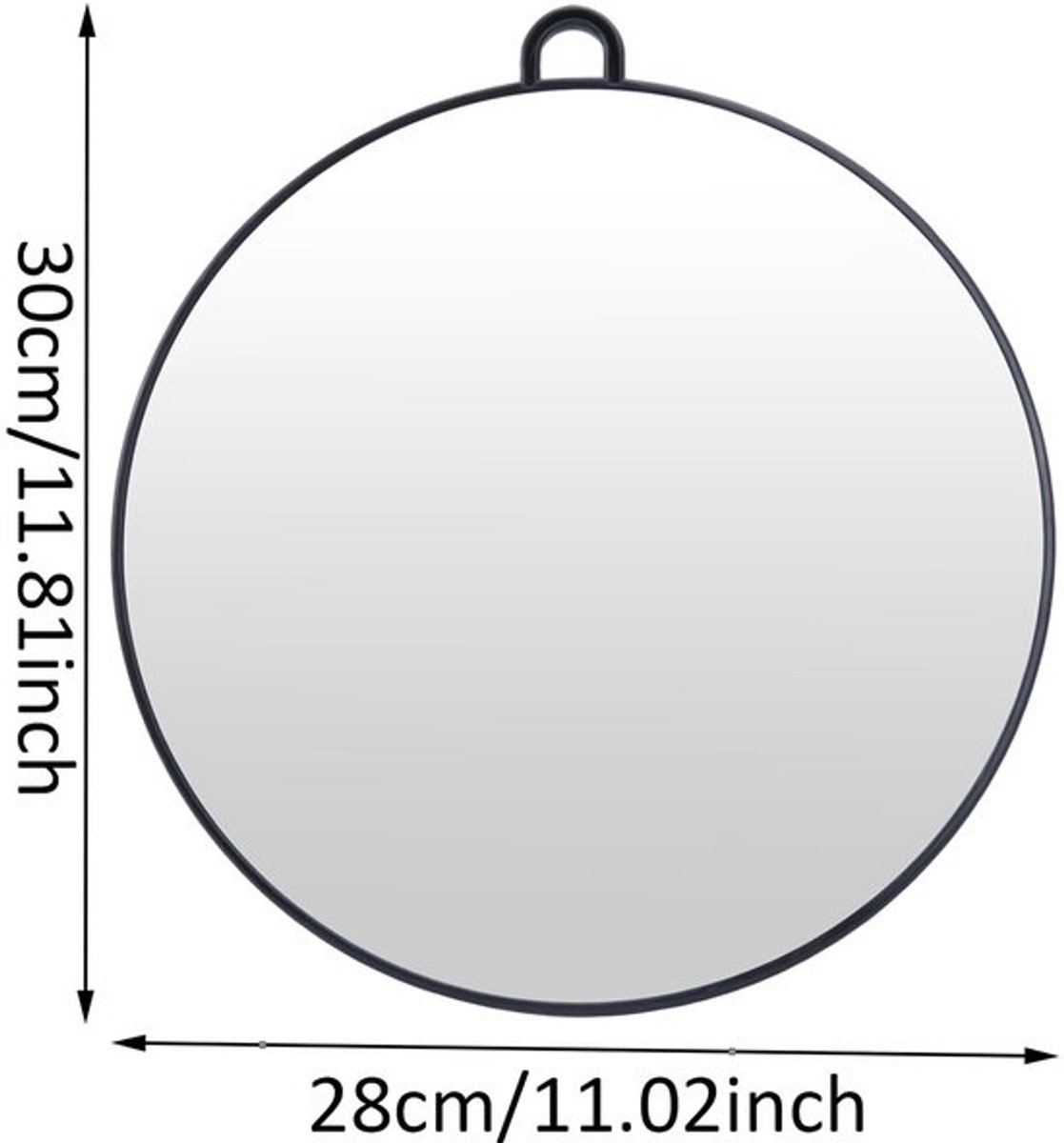 Kappersspiegel Professioneel - Handspiegel met Handgreep - Ronde Spiegel - Draagbaar - 28 cm - Zwart