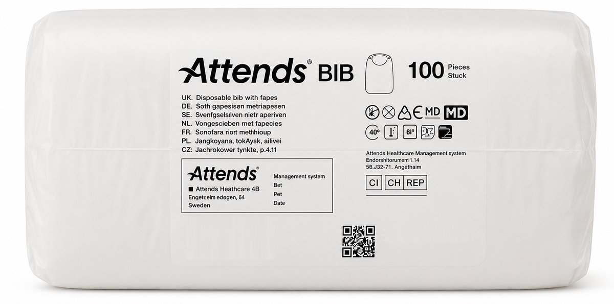 ATTENDS BIB Wegwerpslabben voor volwassenen - 18 pakken van 100 slabben