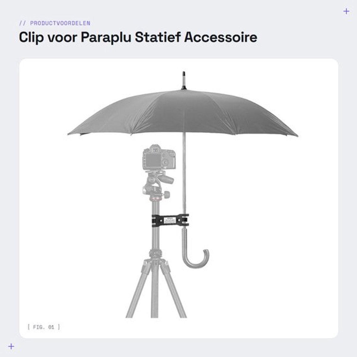 Clip voor Paraplu - Statief Accessoire - Draagbaar en Lichtgewicht - Camera Bevestiging - Fotografie Ondersteuning - Geschikt voor Buiten...