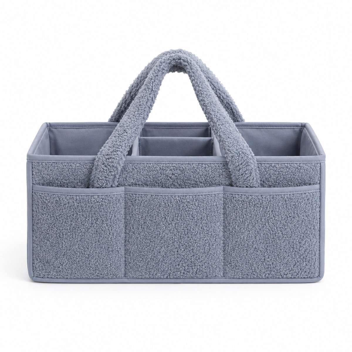 Vavida - Commodemandje - Blauwgrijs - Teddy - 40 x 26 x 17 cm - Babykamer - Baby - Commode - Mandje