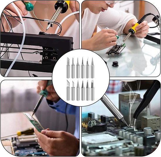 Set van 12 vervangende soldeertips voor soldeerstations en lasmachines, loodvrije soldeerbasis, geschikt voor diverse merken — afbeelding 4